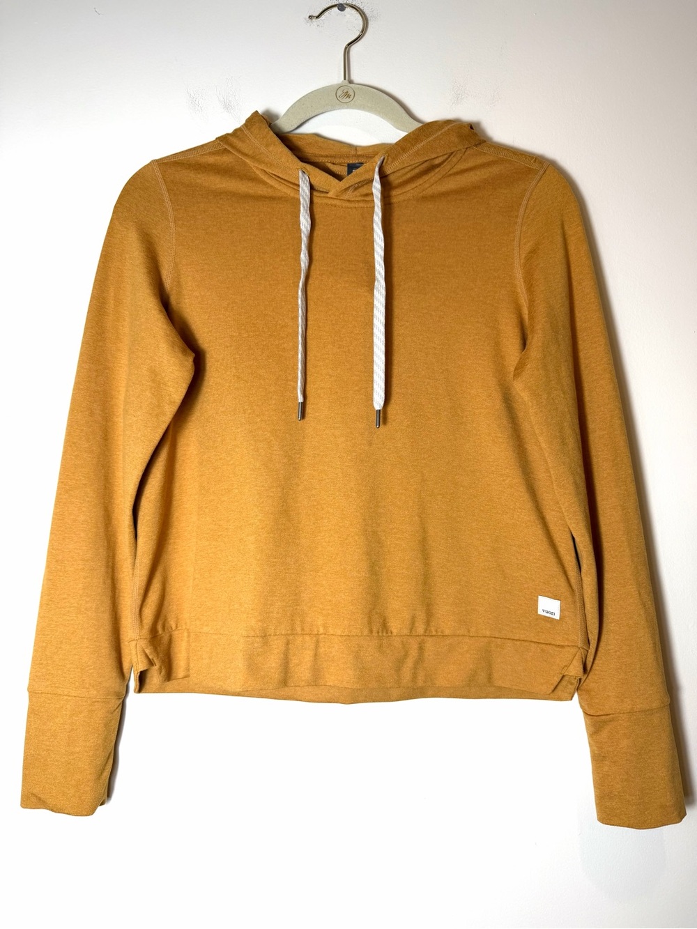 Vuori Halo Essential Hoodie Flax Heather Mustard Ochre Yellow Size XS